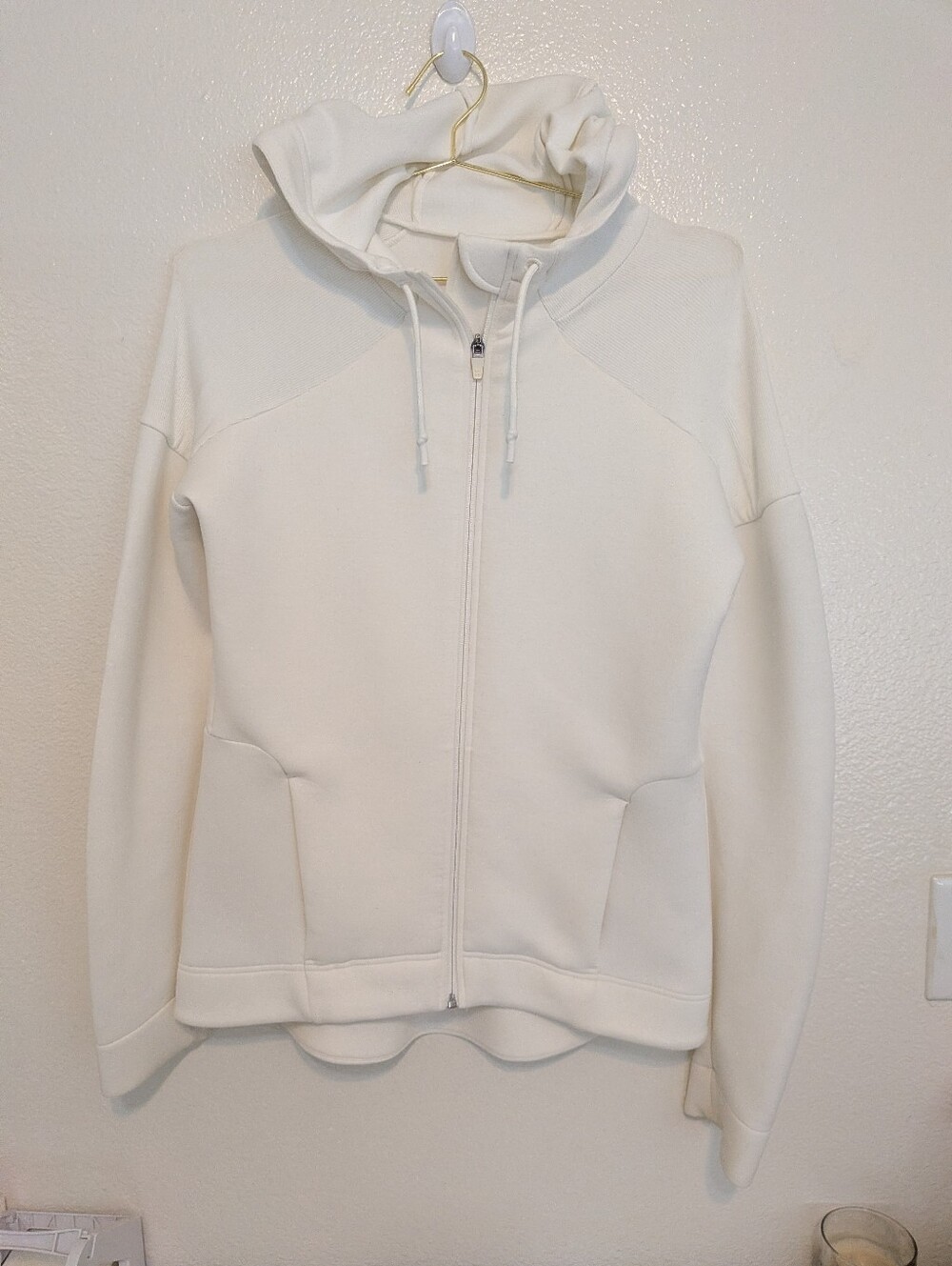 Sweaty Betty Full Zip Hooded Sweatshirt Jacket White Large